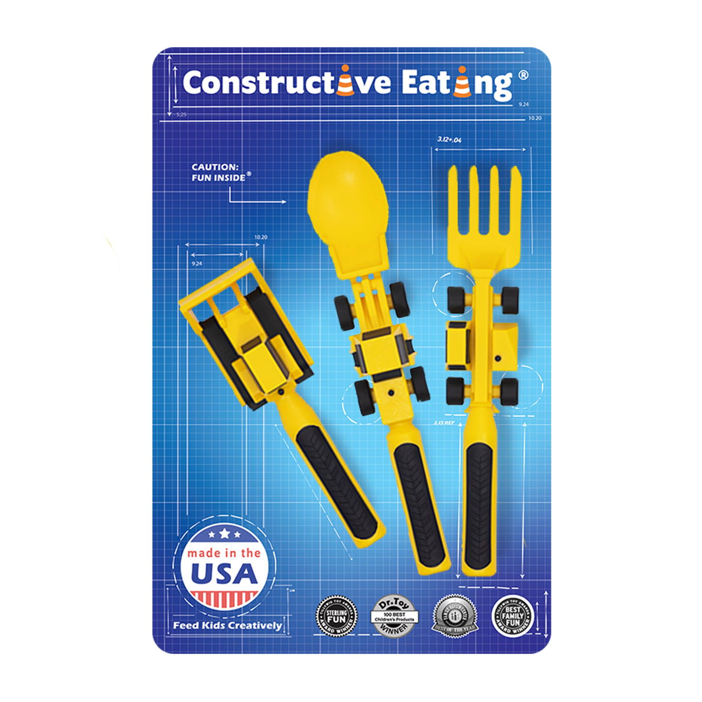 Constructive Eating Utensil Set: Construction, Yellow