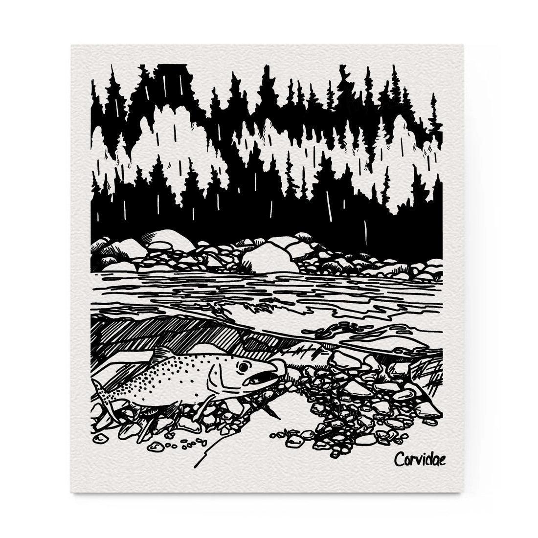 Corvidae Swedish Dishcloth: Trout