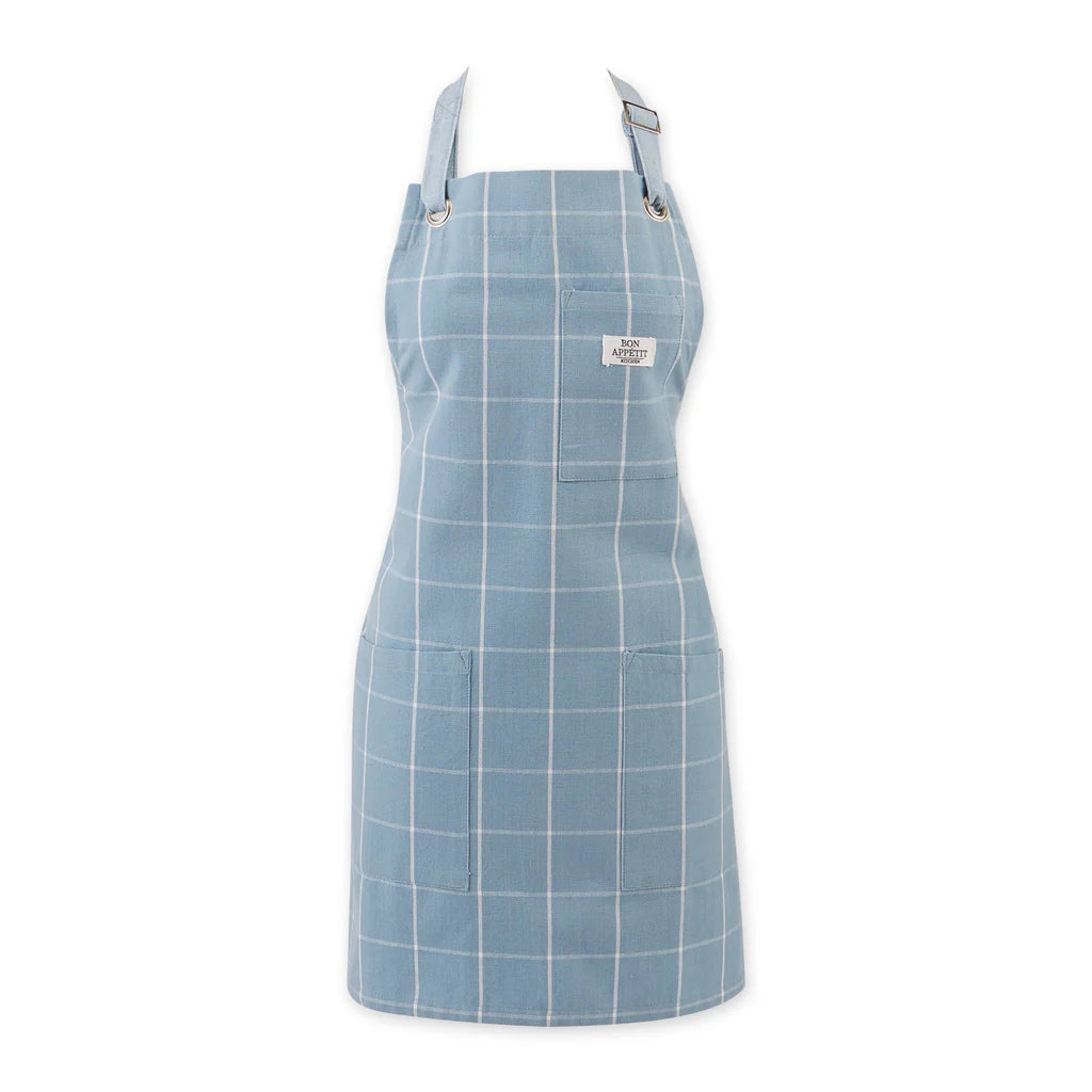 DII Apron: Windowpane, Dusty Blue