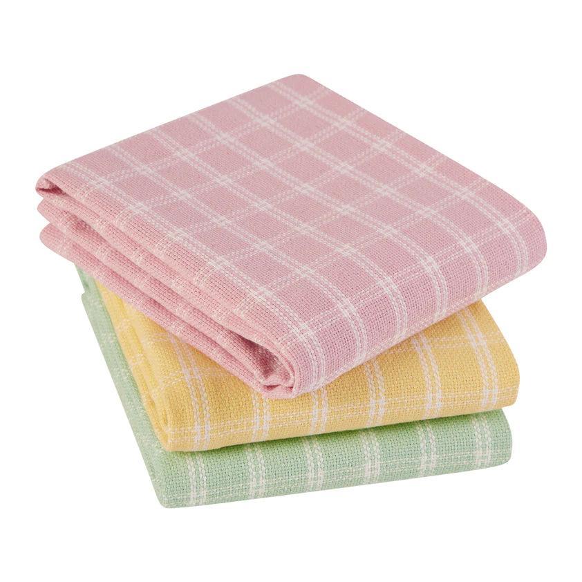 DII Dishtowels (Set of 3): Spring Windowpane Plaid, Heavyweight