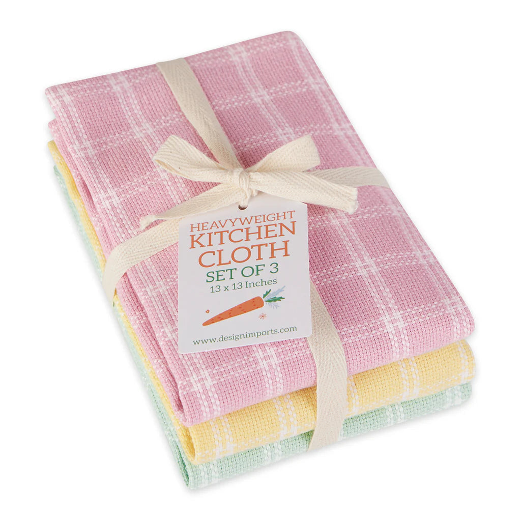 DII Heavyweight Dishcloths (Set of 3): Windowpane, Spring
