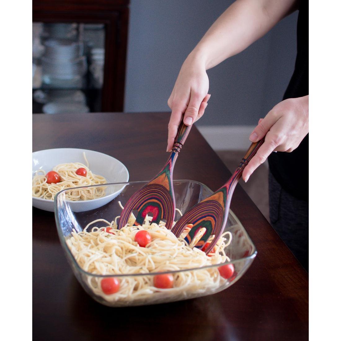 Island Bamboo Salad Servers: Rainbow