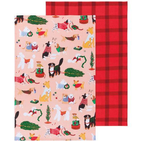 NOW Designs Dishtowels (Set of 2): Holiday Hounds