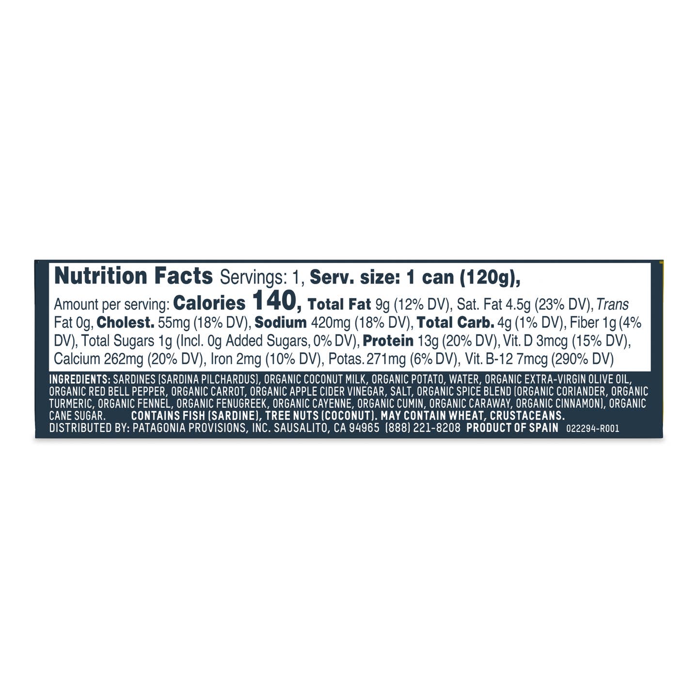 Patagonia Provisions - Sardines in Coconut Curry Sauce