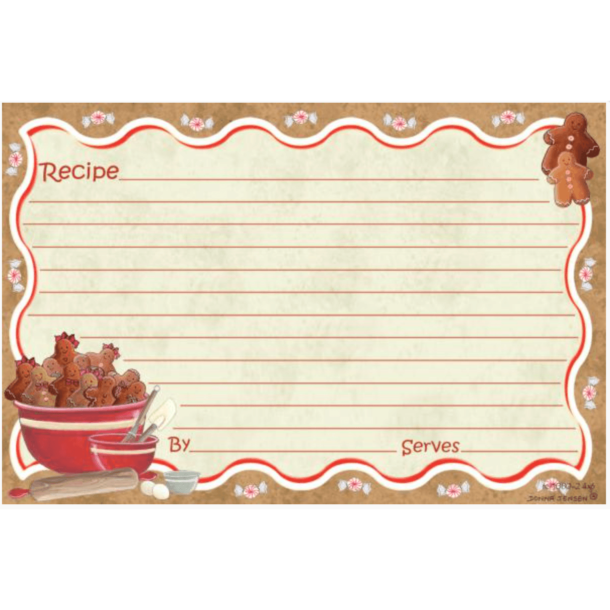 Posies and Such Recipe Cards (4" x 6"): Gingerbread II