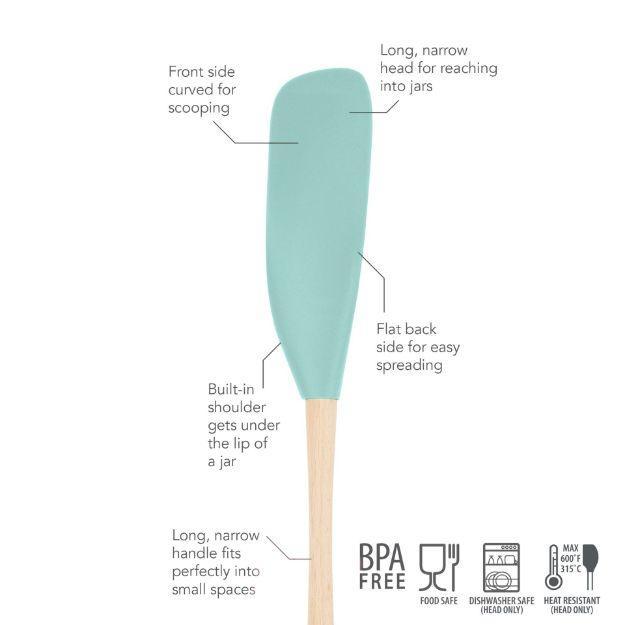 Tovolo Flex-Core Wood Handle Jar Scraper: Aqua