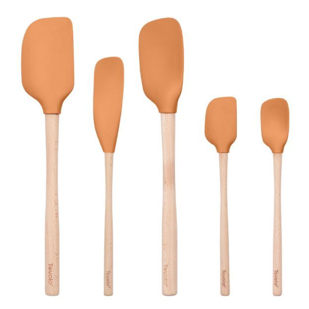Tovolo Flex-Core Wood Handle Spatula Set (Set of 5): Apricot