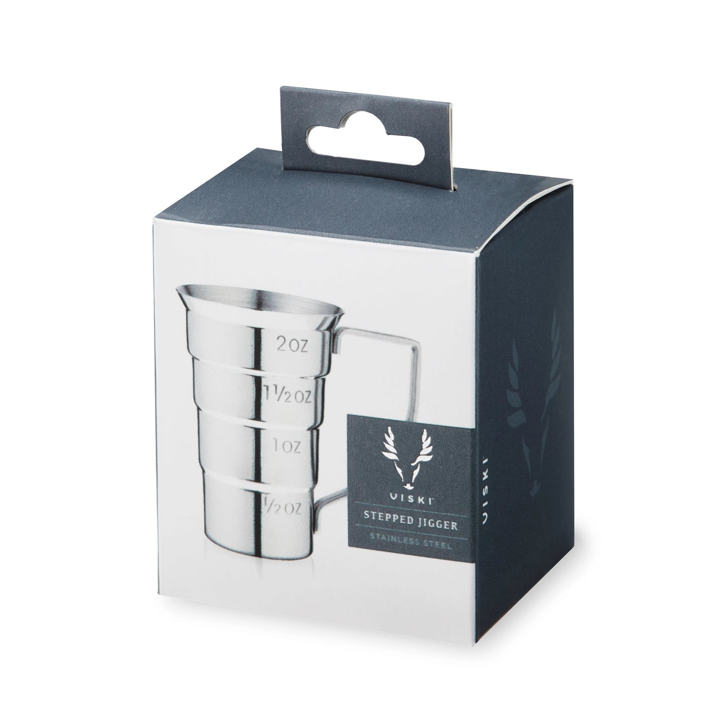 Viski Harrison Polished Stainless Steel Stepped Jigger w/ Handle