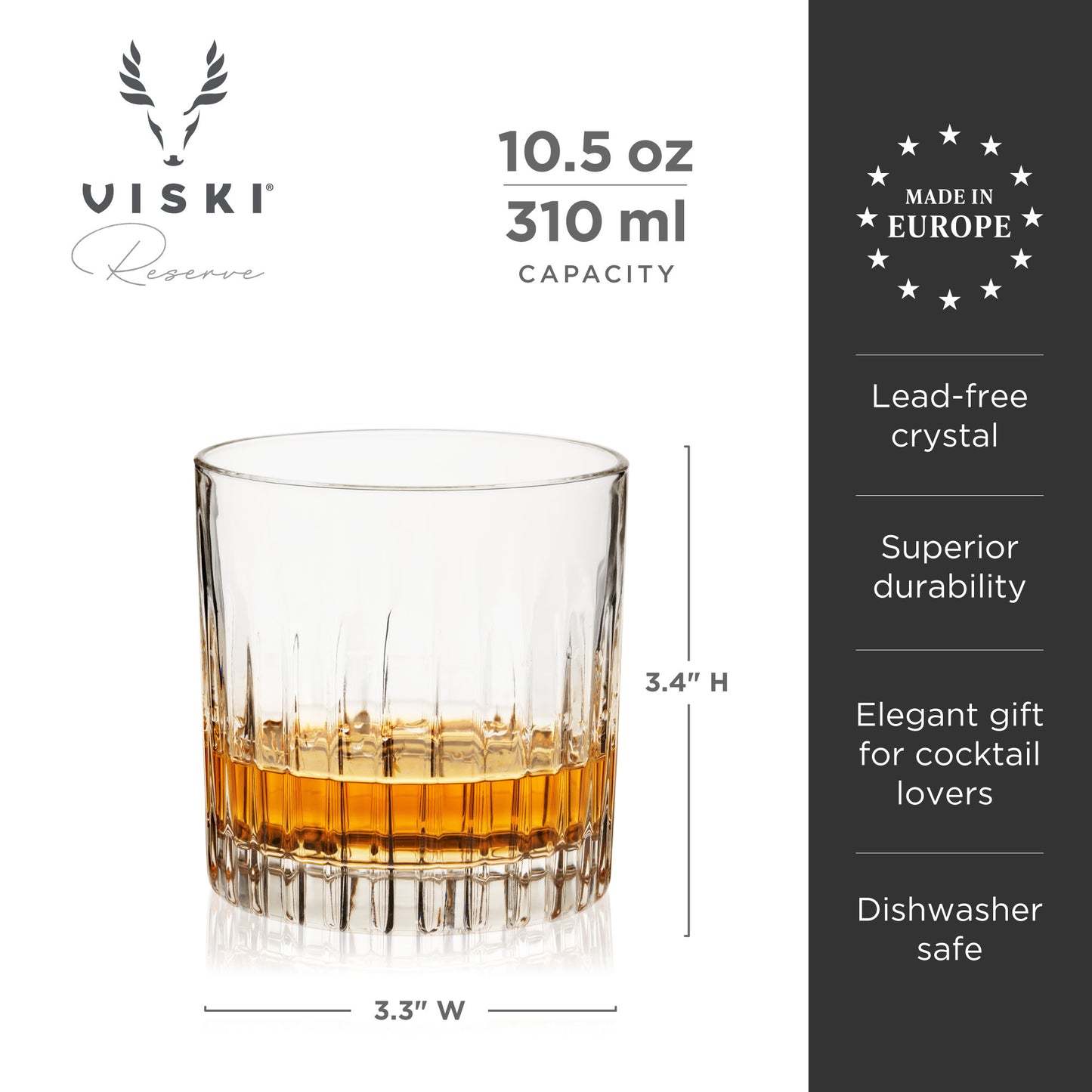 Viski Reserve Milo Glasses (Set of 4): Neat