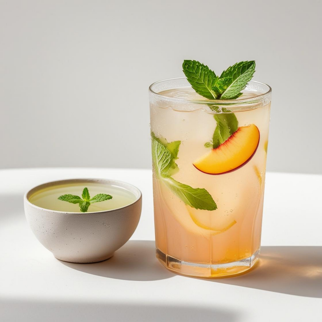 Ginger Peach Iced Tea with Mint Lemon Simple Syrup ft. Wight Tea Co.