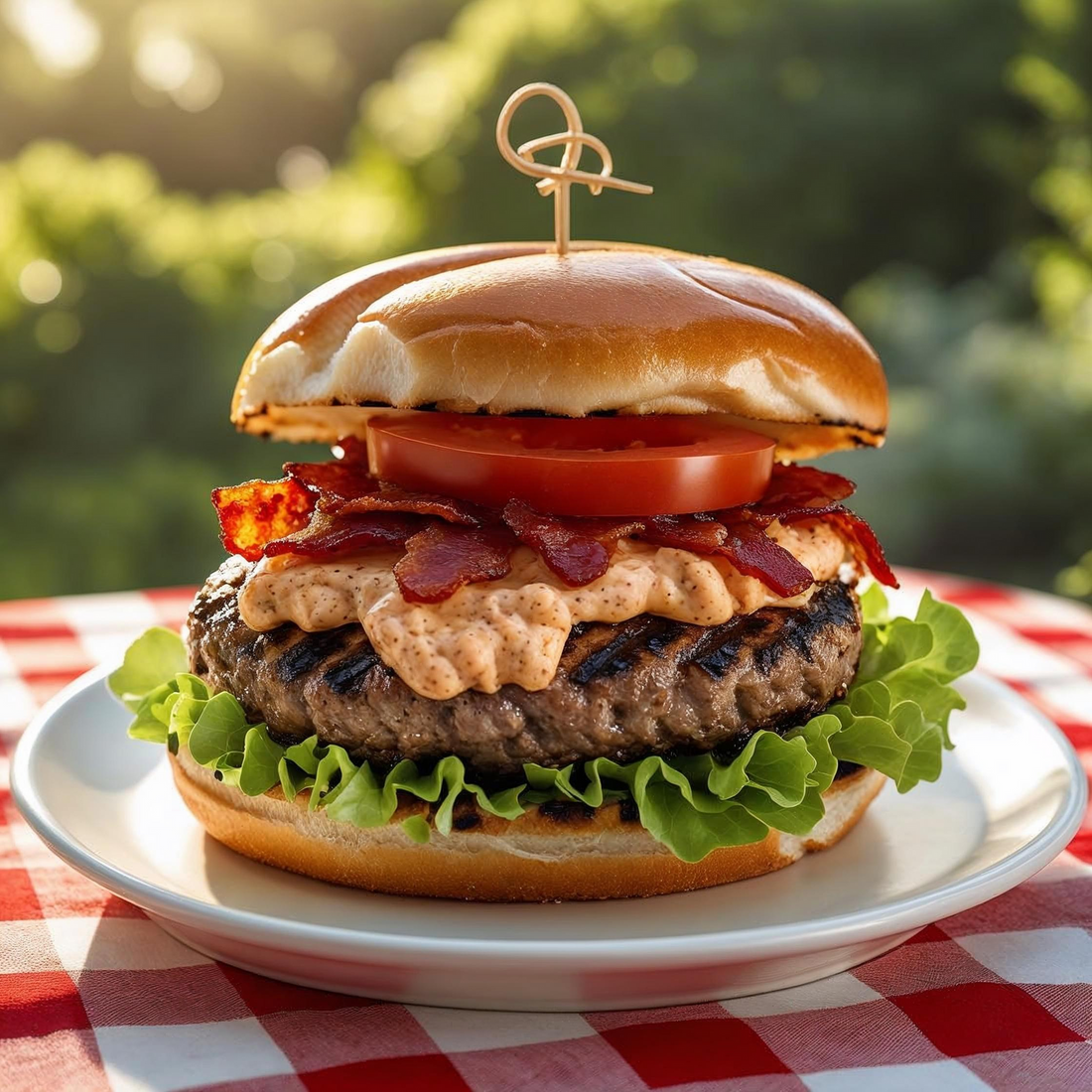 The Ultimate 4th of July Burger: Bourbon Bacon Jam with Smoky Pimento Cheese