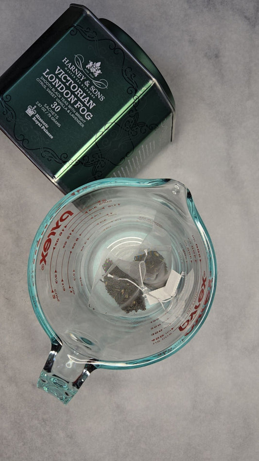 Victorian London Fog Tea by a measuring cup