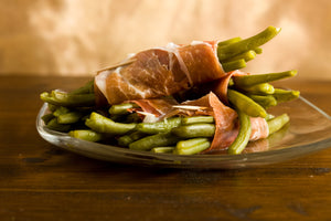 Prosciutto Wrapped Green Beans with Fried Onion Crumble