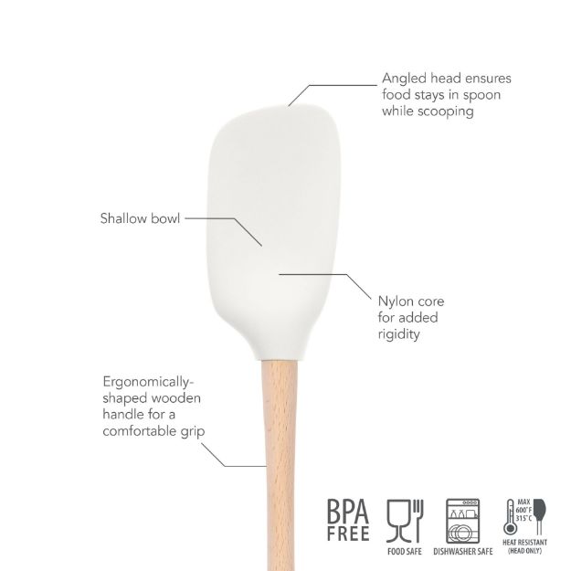 Tovolo Flex-Core Wood Handle Spoonula: White
