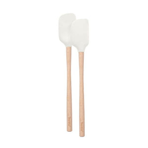 Tovolo Flex-Core Wood Handle Mini Spatula & Spoonula (Set of 2): White