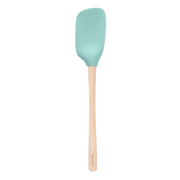 Tovolo Flex-Core Wood Handle Spoonula: Aqua