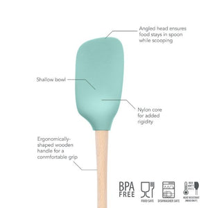 Tovolo Flex-Core Wood Handle Spoonula: Aqua