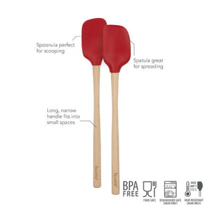 Tovolo Flex-Core Wood Handle Mini Spatula & Spoonula (Set of 2): Cayenne