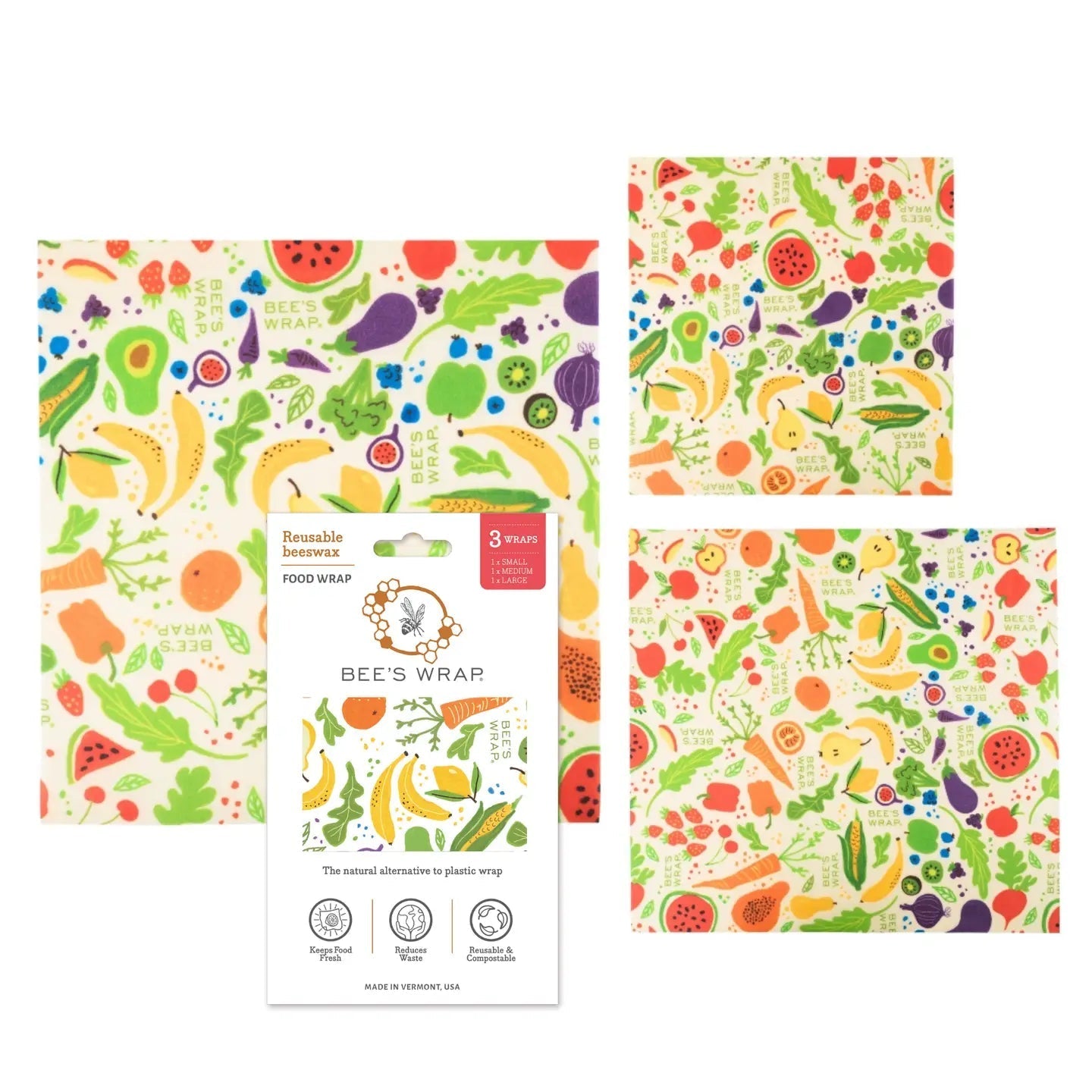 Bee's Wrap: Assorted Set of 3 (S,M,L), Garden Party