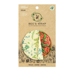 Bee's Wrap Plant Based Wraps: Assorted Set of 3 (S,M,L), Herb Garden