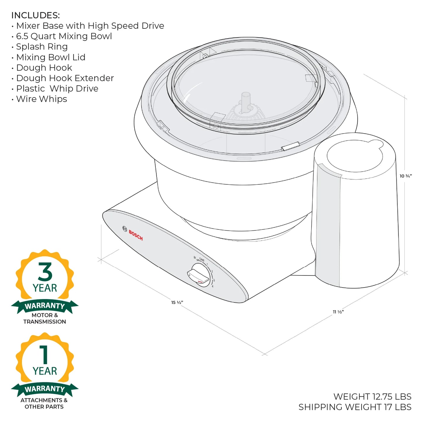 Bosch Universal Plus Mixer: Black w/Stainless Bowl