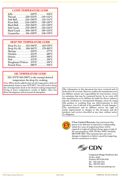 CDN Candy & Deep Fry Thermometer: 7" Stem