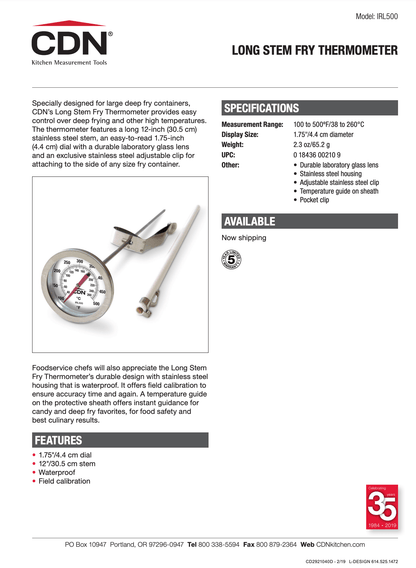 CDN Candy & Deep Fry Long Stem Thermometer