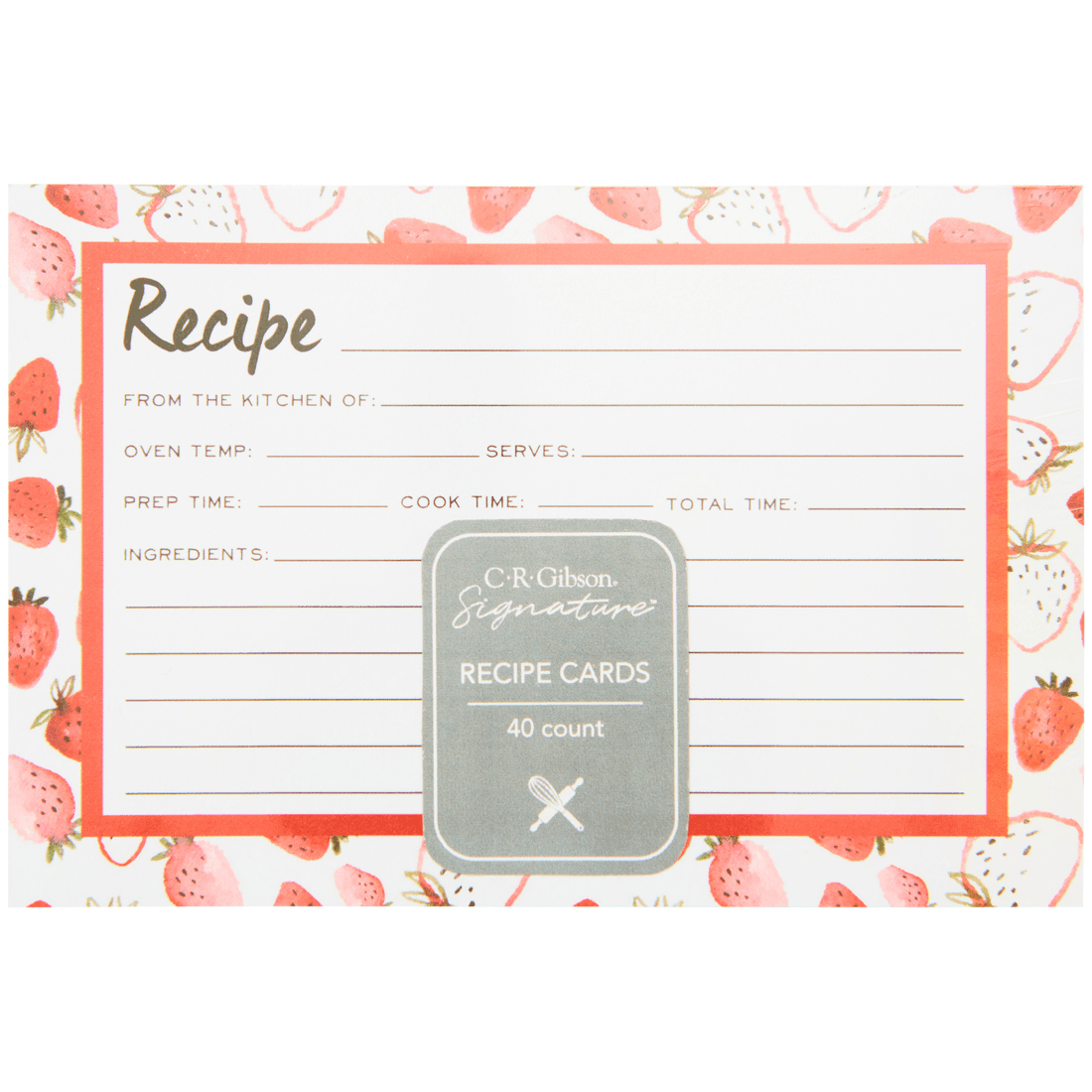 C. R. Gibson Signature Kitchen - Strawberry Fields Recipe Cards (40ct)