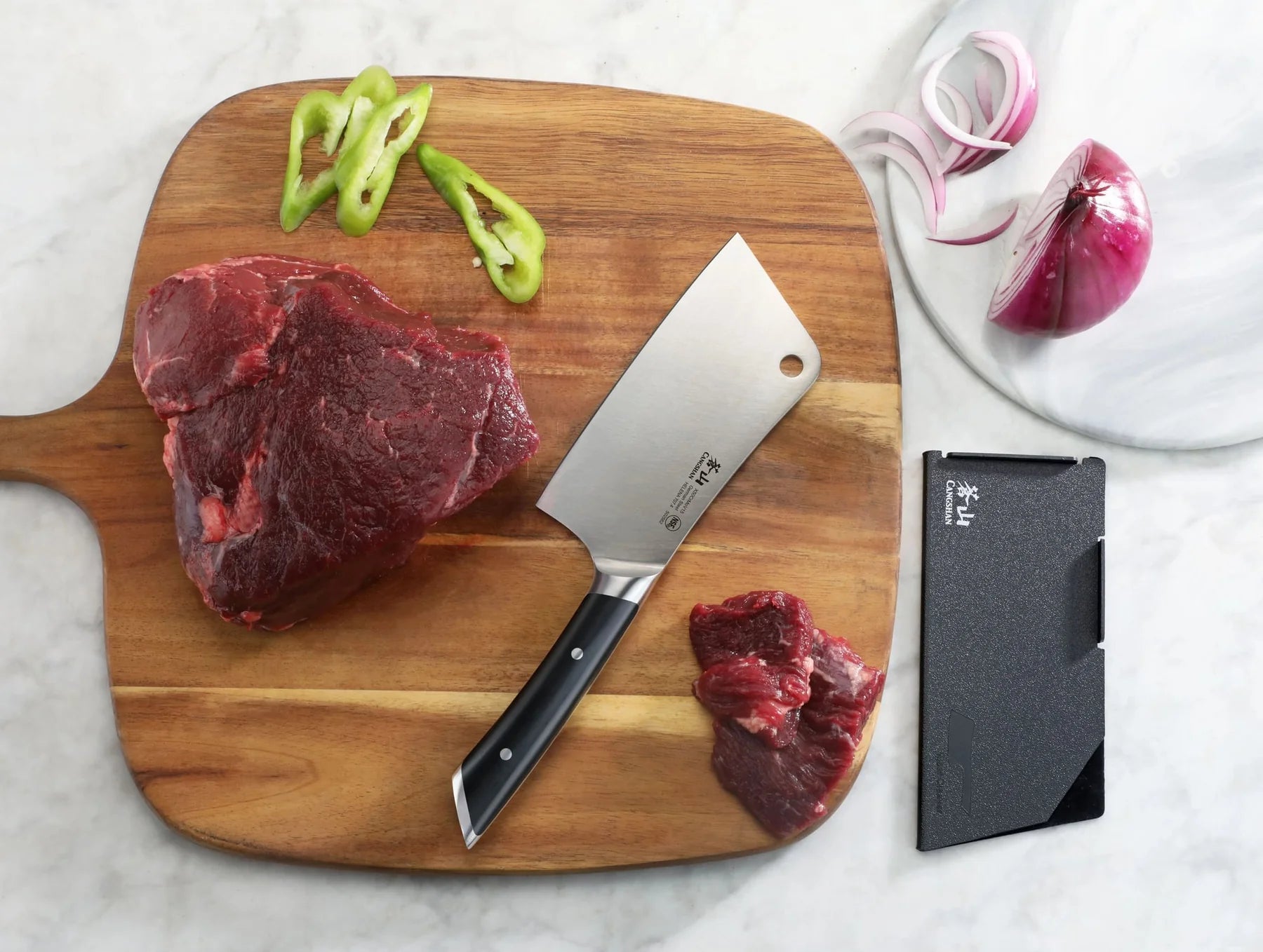 Cangshan Helena 7" Meat Cleaver w/ Sheath, Black