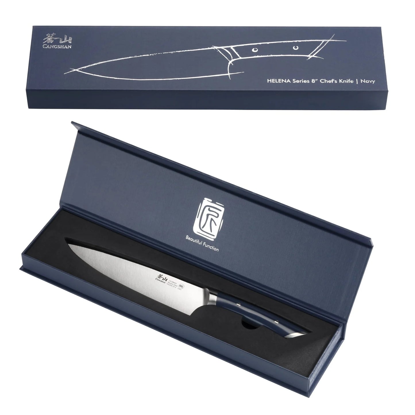 Cangshan Helena Limited Edition 8" Chef's Knife, Swedish Steel, Navy Blue
