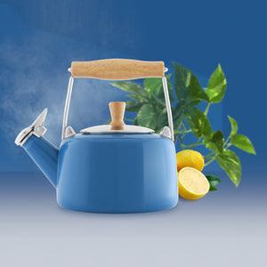 Chantal Sven Teakettle with Natural Wood Handle: Blue Cove