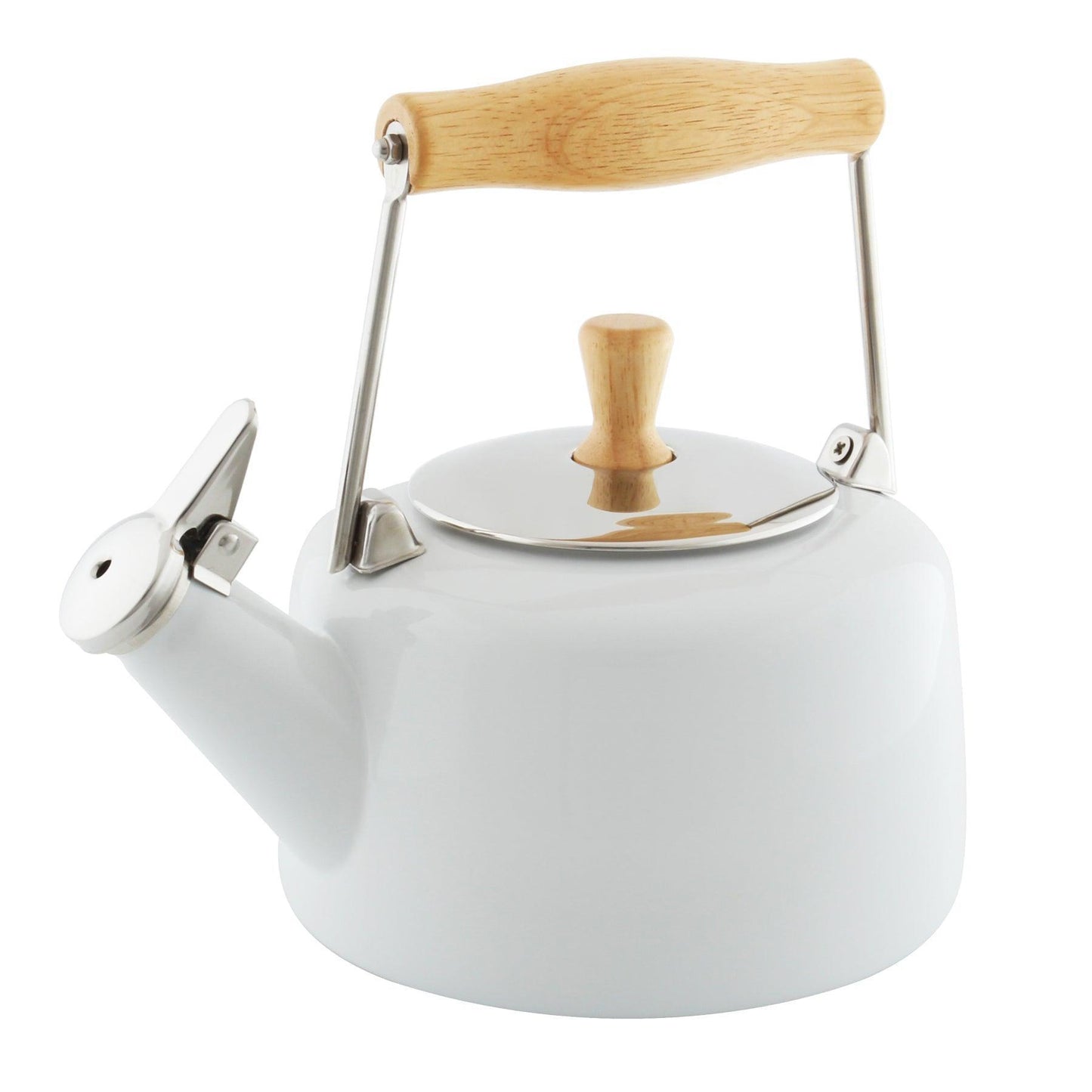 Chantal Sven Teakettle with Natural Wood Handle: White