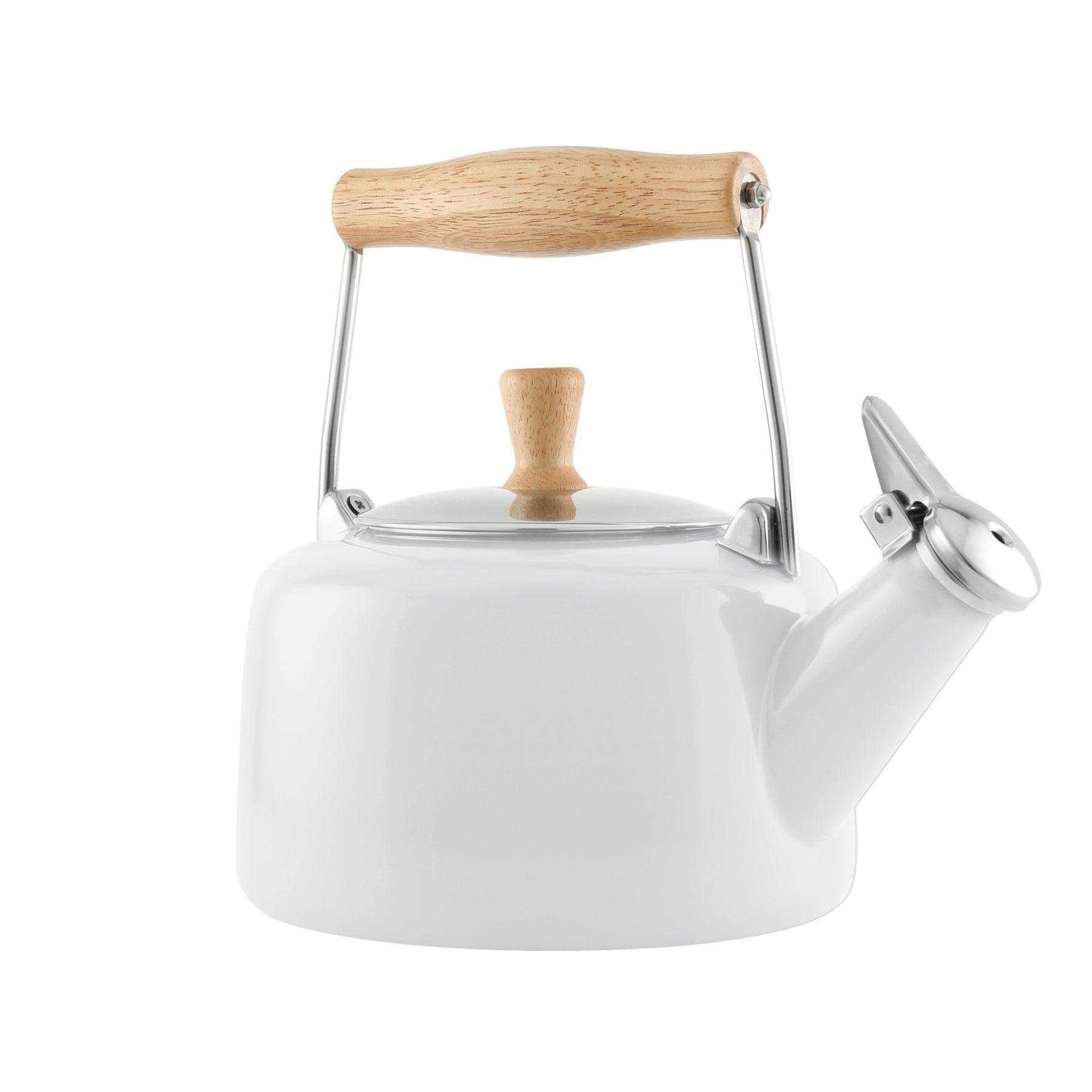 Chantal Sven Teakettle with Natural Wood Handle: White