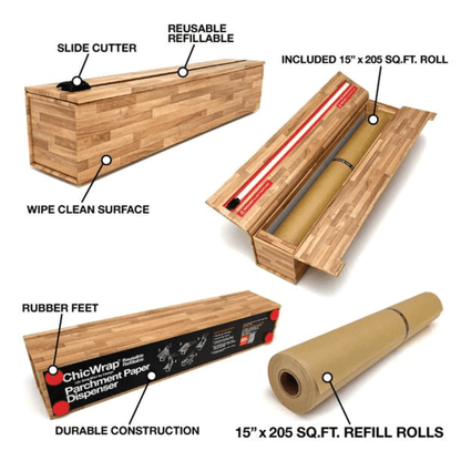 ChicWrap Parchment Dispenser (Big Roll): 15", Butcher's Block