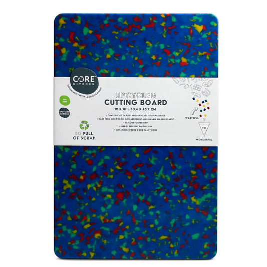 Core Home Recycled Plastic Cutting Board: Large, Confetti on Blue