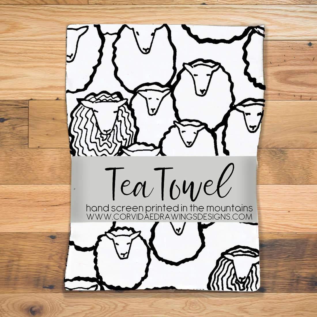 Corvidae Tea Towel: Sheep