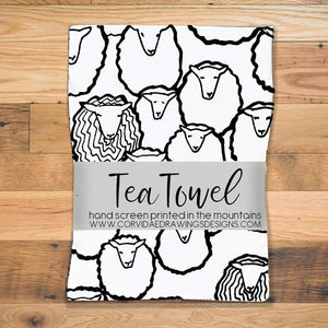 Corvidae Tea Towel: Sheep