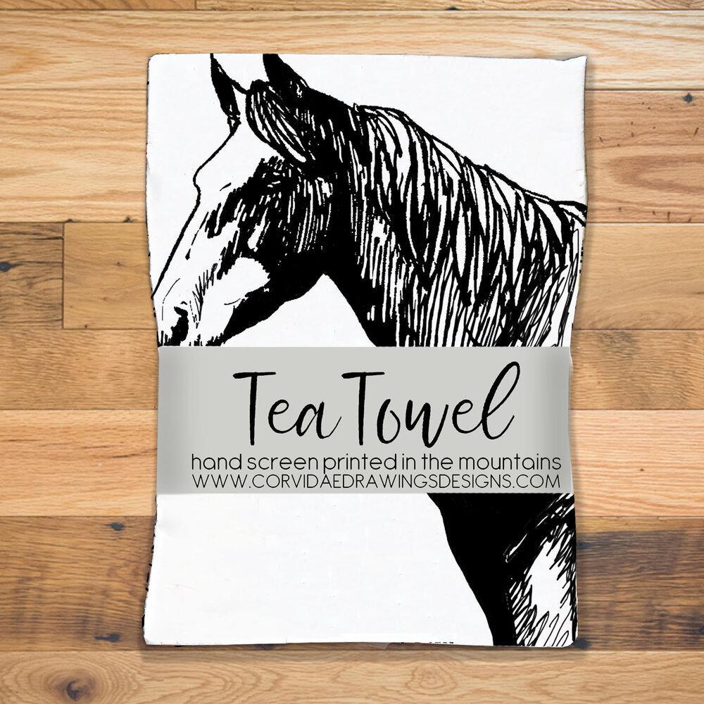 Corvidae Tea Towel: Horse