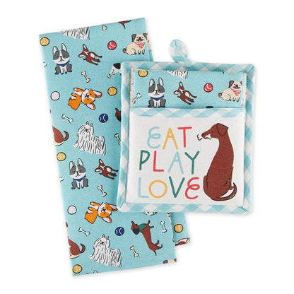 DII Potholder Gift Set: Eat Play Love