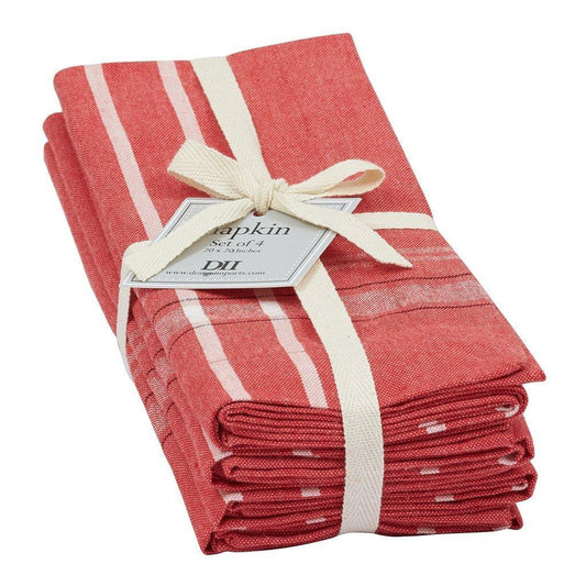 DII Chambray Napkins (Set of 4): Tango Red