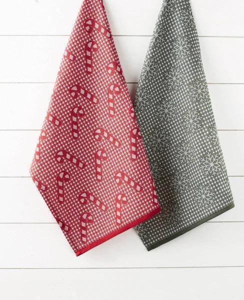 DII Dishtowels (Set of 2): Holiday Waffle Jacquard