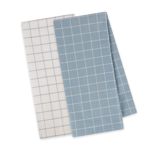 DII Dishtowels (Set of 2): Windowpane, Dusty Blue