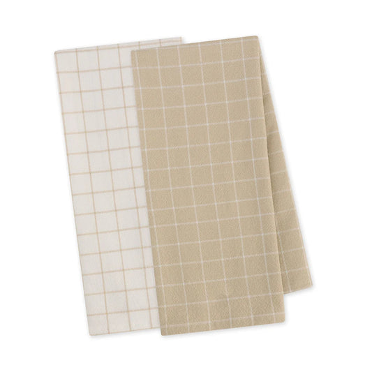 DII Dishtowels (Set of 2): Windowpane, Feather Gray