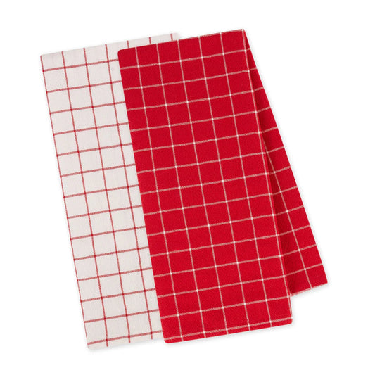 DII Dishtowels (Set of 2): Windowpane, Red Cider