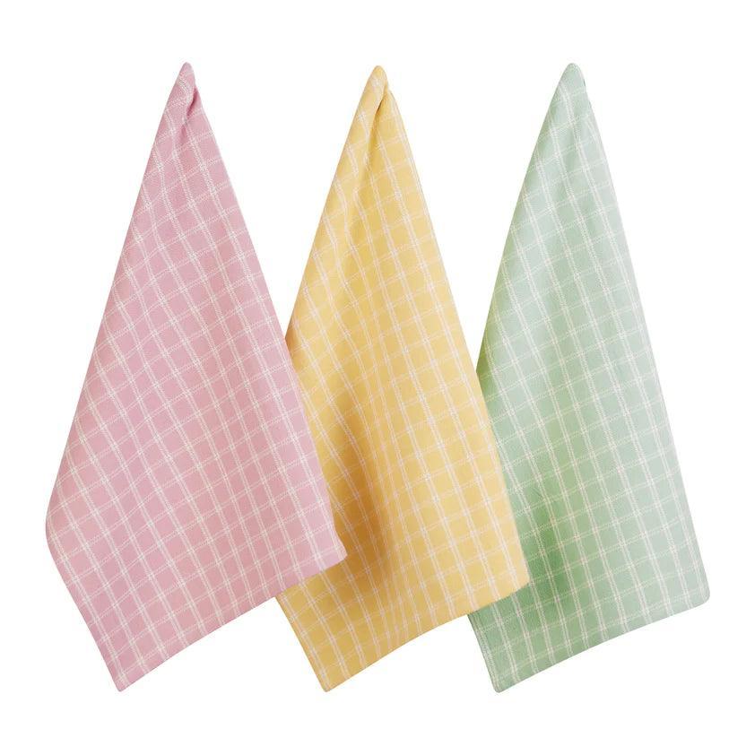 DII Dishtowels (Set of 3): Spring Windowpane Plaid, Heavyweight