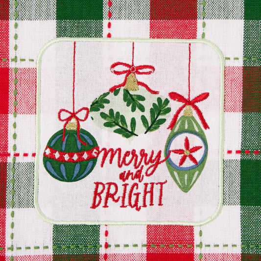 DII Embellished Dishtowel: Bright Ornaments