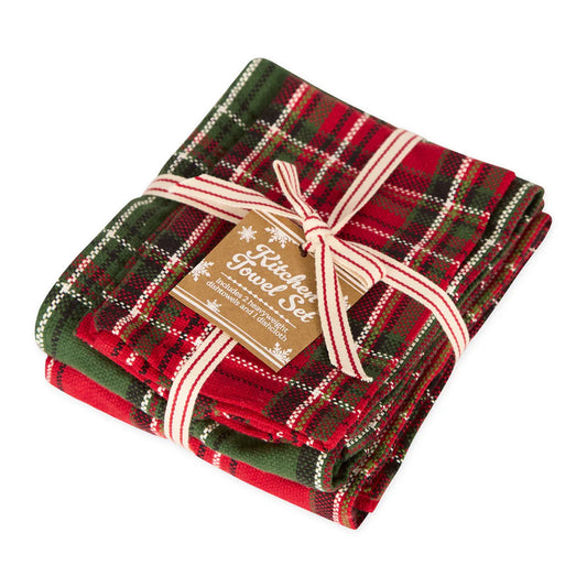 DII Heavyweight Kitchen Towel Set: Boughs of Holly Plaid