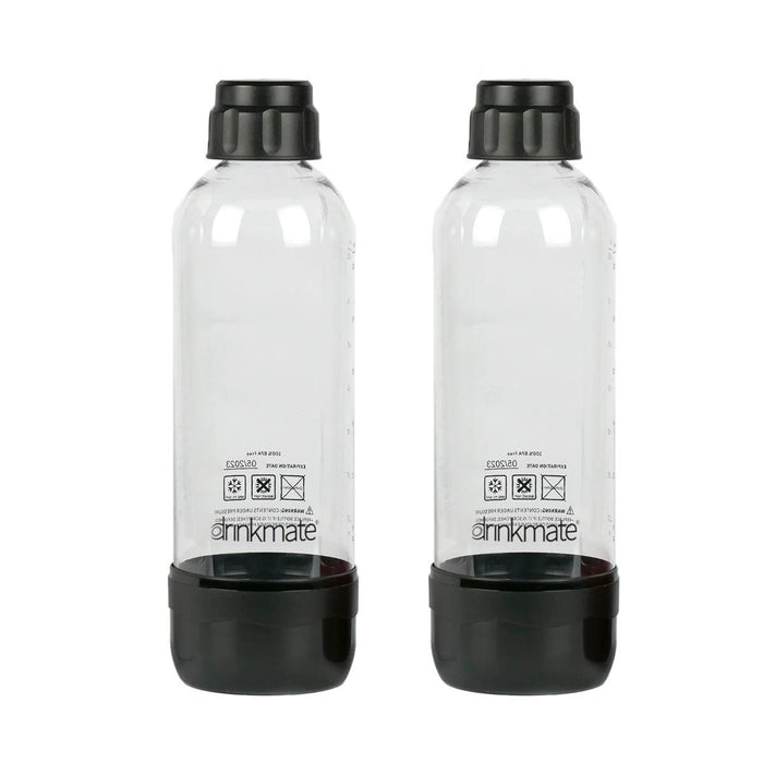 DrinkMate Carbonation Bottles (Set of 2): 1 Liter, Black