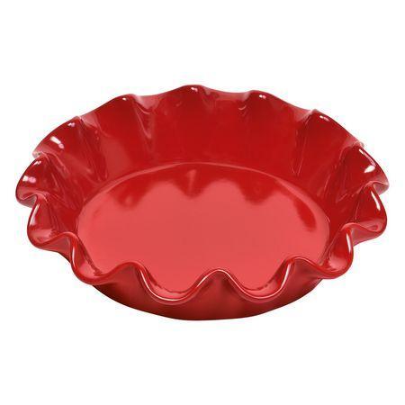 Emile Henry Ruffled Pie Dish: Burgundy