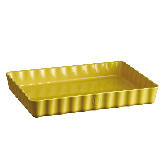 Emile Henry Tart Dish: Rectangular, Wide, Provence Yellow